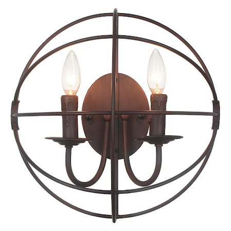 2 Light Wall Sconce With Brown Finish